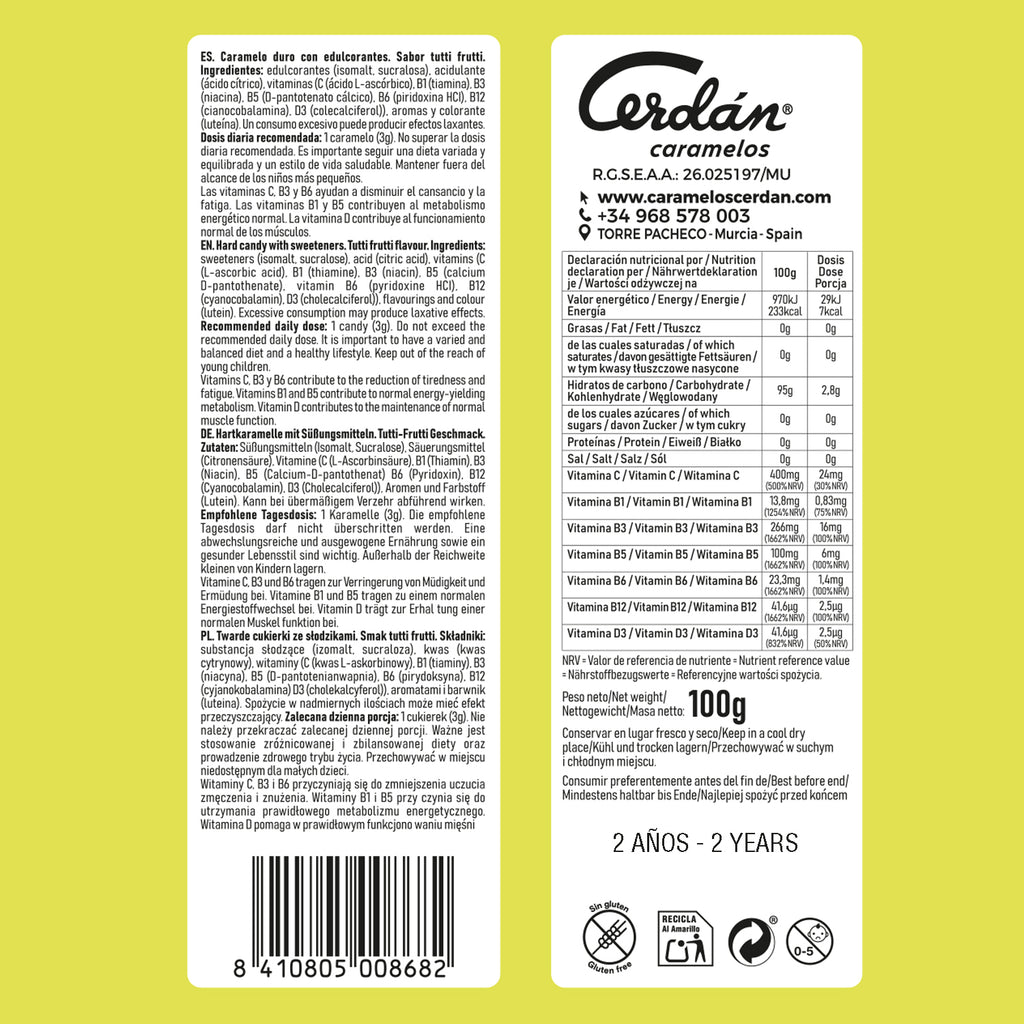 Caramelo sin azúcar Energy Multivitamins | Food Grade